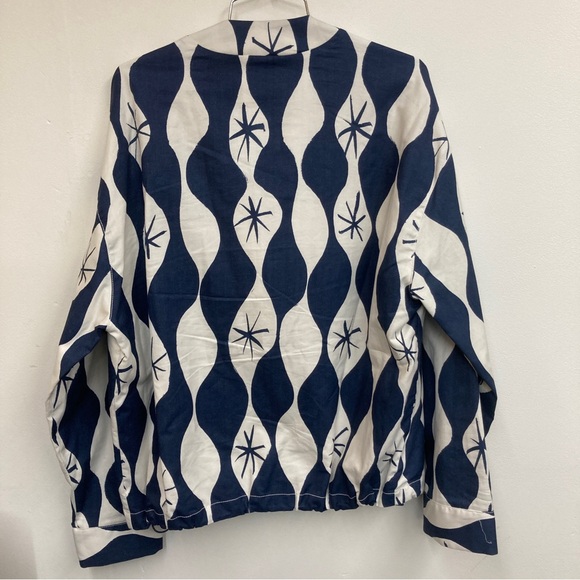 Men’s Zara Lightweight Sports Coat Loose Fit Blue And Cream abstract stars - Picture 6 of 10